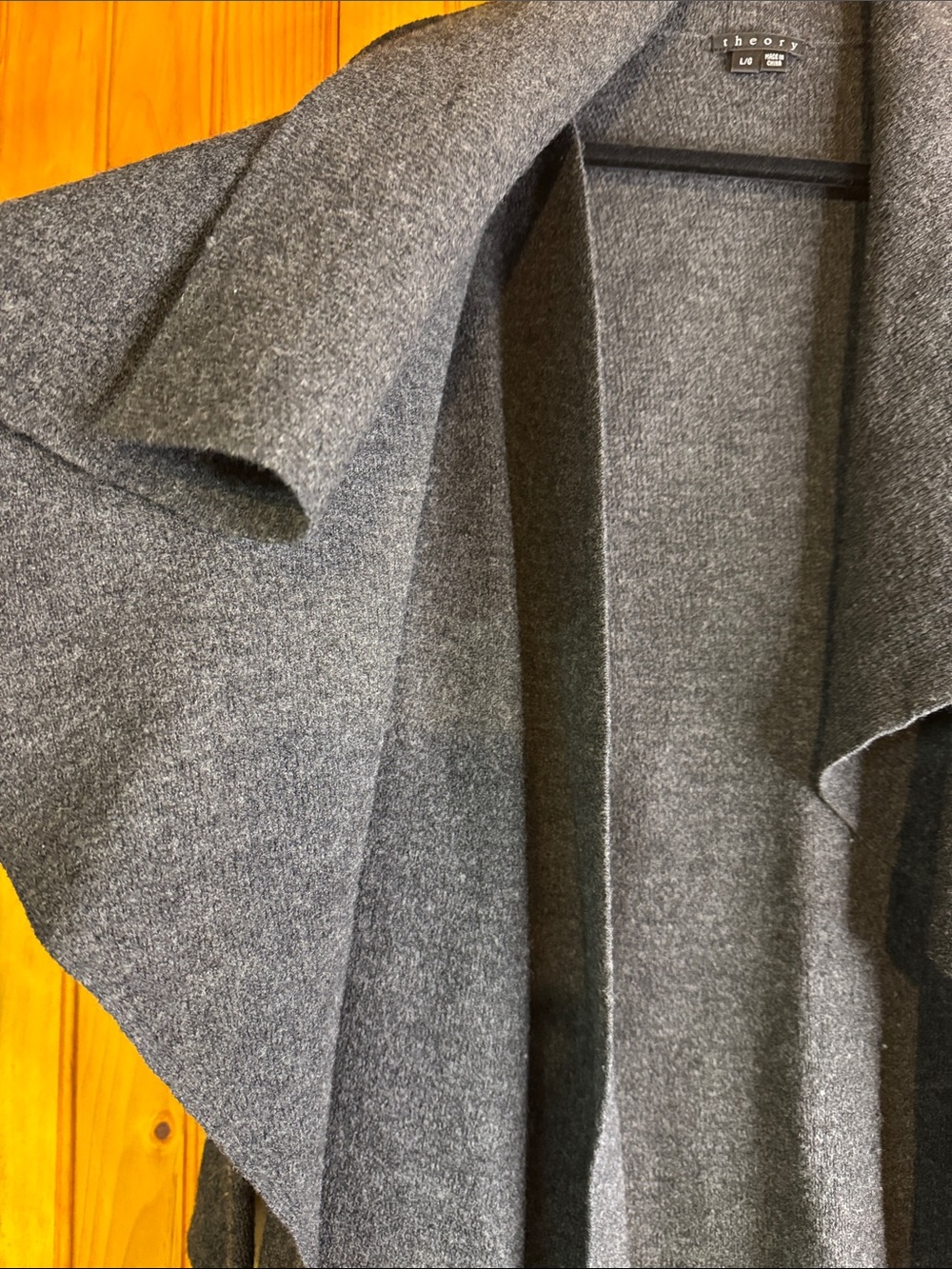 Theory Charcoal Gray Draped Open Cardigan - Picture 5 of 10